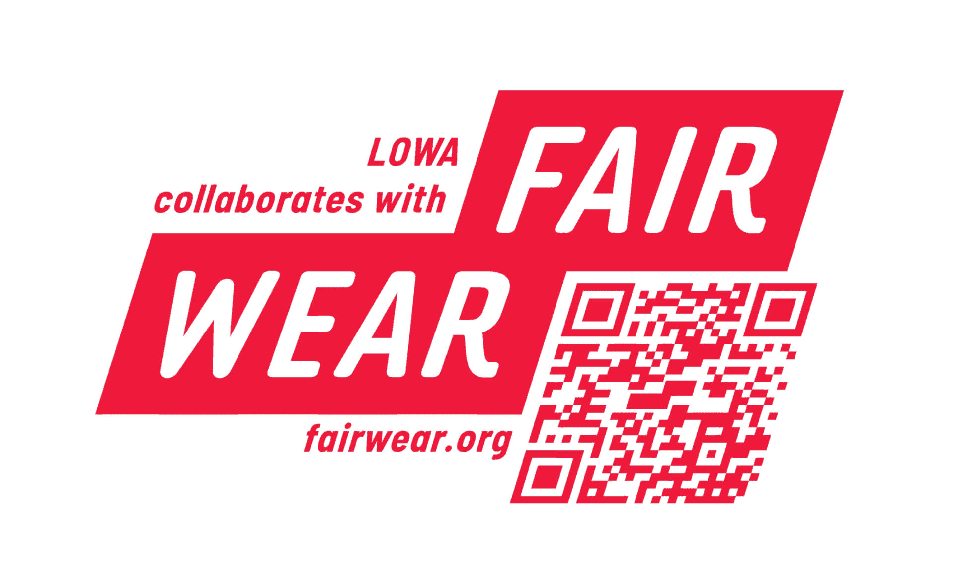 Lowas Fair Wear-Mitgliedschaft mit QR-Code.
